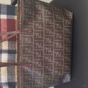 FENDI ZUCCA COATED FF TOTE- PINK INTERIOR